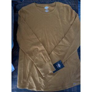 Dickies Womens Long-Sleeve Mustard Waffle Knit Pullover XL Cotton Blend Casual &